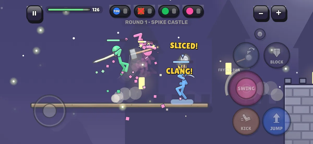 A sword and frying-pan brawl on Spike Castle at night